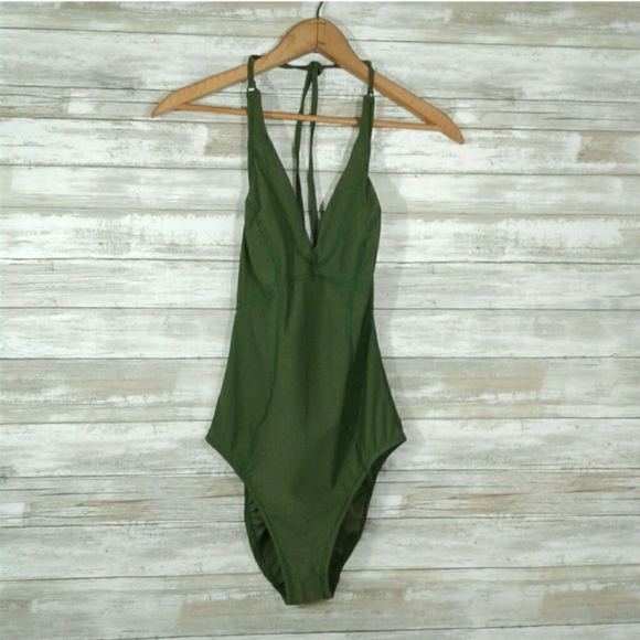 NWOT Everthing But Water Olive Halter One Piece - Picture 1 of 7